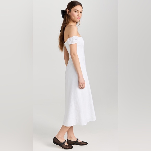 Reformation Bridgton Linen Midi Dress White - Picture 3 of 10